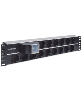 Intellinet 714051 rozdzielacz zasilania PDU 15 x gniazdo sieciowe 2U Aluminium, Czarny
