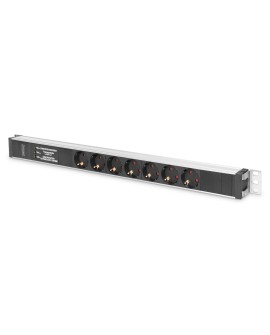 Digitus Listwa zasilająca PDU, 7x gniazdo schuko, 2.0m, 1x wtyk unischuko,16A, zabezpieczenie przepięciowe, filtr sieciowy,