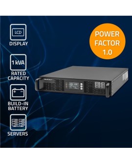 QOLTEC ZASILACZ AWARYJNY UPS DO RACK 1KVA | 1000W | POWER FACTOR 1.0 | LCD | EPO | USB | ON-LINE
