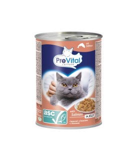 PREVITAL - Z łososiem ASC w galaretce - Pełnoporcjowa karma dla dorosłych kotów - 0.415g