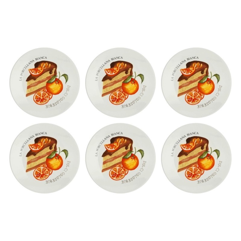 LA PORCELLANA BIANCA GOLOSERIE Zestaw 6 talerzy do ciasta 17.5 cm