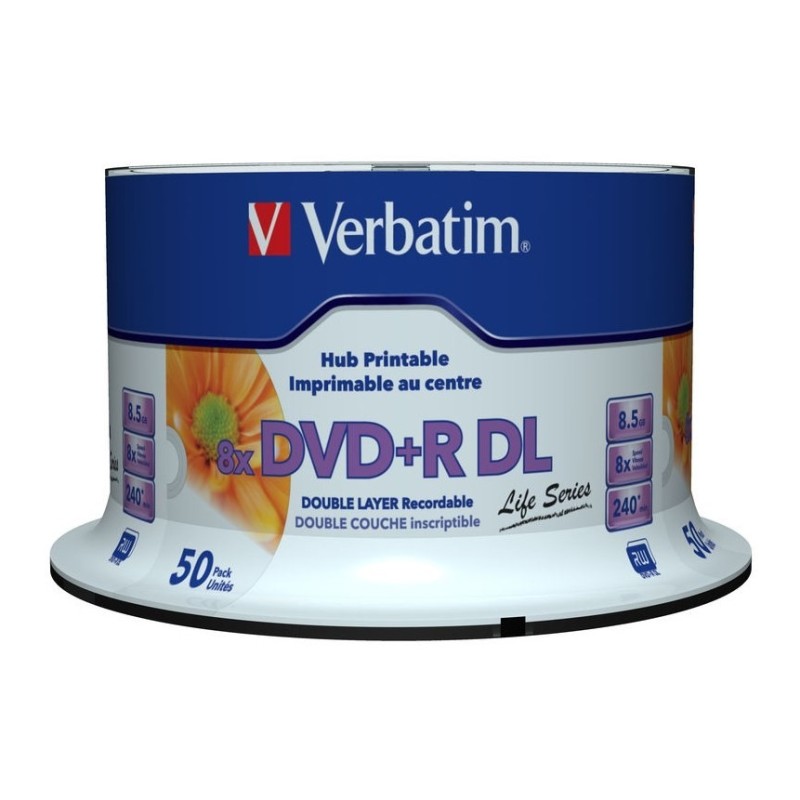 Płyta DVD+R 8.5GB 8X DOUBLE LAYER/WIDE PRINTABLE SURF 50ER SPIN