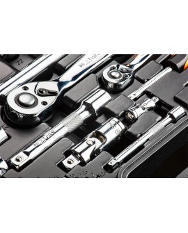Neo Klucze nasadowe 1/4" 1/2" zestaw 77szt CrV 08-915