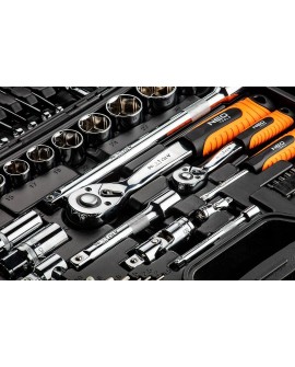 Neo Klucze nasadowe 1/4" 1/2" zestaw 77szt CrV 08-915