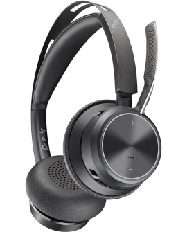 POLY Zestaw słuchawkowy Voyager Focus 2 USB-C-C + przejściówka USB-C/A Adapter + podstawka ładująca