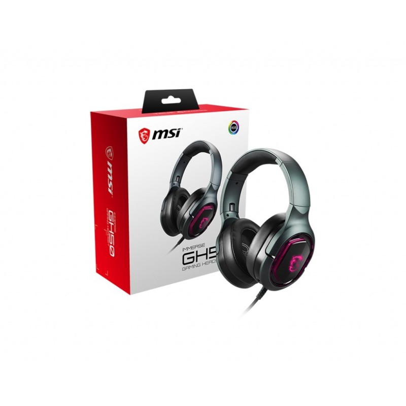 MSI Immerse GH50 Zestaw słuchawkowy Przewodowa Opaska na głowę Gaming Czarny