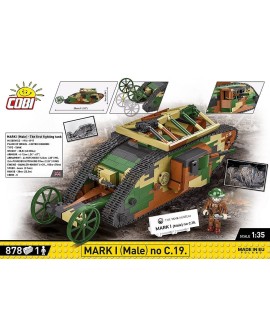 COBI 2993 Historical Collection Great War Brytyjski czołg Mark I Male no C.19 878 klocków