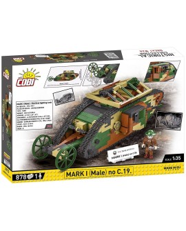 COBI 2993 Historical Collection Great War Brytyjski czołg Mark I Male no C.19 878 klocków