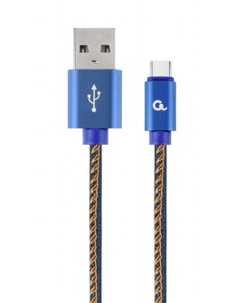GEMBIRD KABEL USB TYPE-C (METALOWE WTYKI, OPLOT NYLONOWY W KOLORZE DENIM - JEANS) 2M