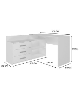 Biurko narożne + komoda DANY 120x50xH76 biały