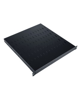 Półka regulowana 19", 1U, gł.500-900 mm, nośność 100kg, mocowanie w 4 punktach, czarny, śruby w kpl.