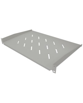 Półka 1U 350mm Rack 19, 2 pkt mocowania, perforowana, szara
