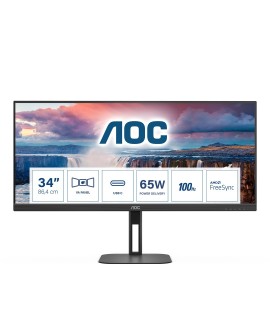 AOC V5 U34V5C/BK monitor komputerowy 86,4 cm (34") 3440 x 1440 px UltraWide Quad HD LCD Czarny