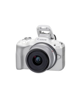 Canon EOS R50, White + RF-S 18-45mm F4.5-6.3 IS STM Kit Bezlusterkowiec 24,2 MP CMOS 6000 x 4000 px Biały