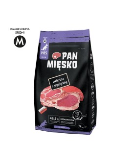 Pan Mięsko Karma sucha dla psa Cielęcina z jagnięciną (senior) chrupki M 9kg