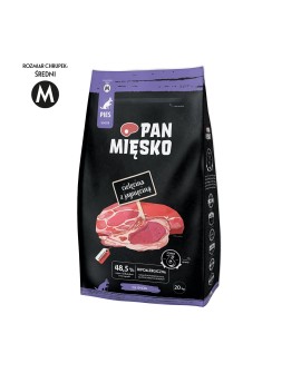 Pan Mięsko Karma sucha dla psa Cielęcina z jagnięciną (senior) chrupki M 20kg