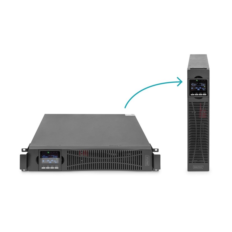 Digitus Zasilacz awaryjny UPS Online Rack 19" LCD, 1500VA/1500W, 3x12V/9Ah, 8xC13, USB, RS232, RJ45