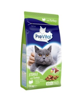 PREVITAL Sterile - Z indykiem karma sucha - Pełnoporcjowa karma dla dorosłych kotów - 1,4kg.