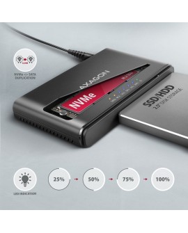 Axagon ADSA-CC USB-C 10Gbps - NVMe M.2 SSD & SATA 2.5/3.5 SSD/HDD CLONE MASTER 2 - Digital/Daten - NVMe USB 3.2 Gen 2 (3.1 Gen