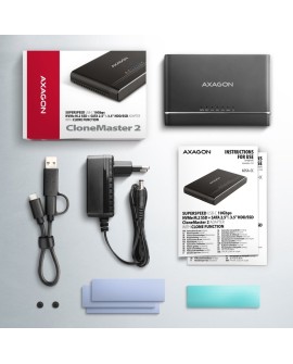 Axagon ADSA-CC USB-C 10Gbps - NVMe M.2 SSD & SATA 2.5/3.5 SSD/HDD CLONE MASTER 2 - Digital/Daten - NVMe USB 3.2 Gen 2 (3.1 Gen
