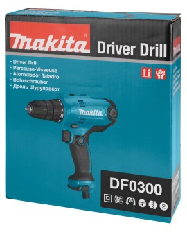 Makita DF0300 wiertło 1500 RPM Zamek centralny 1,2 kg Czarny, Niebieski