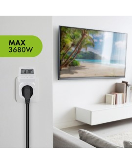 GREENBLUE WŁĄCZNIK CZASOWY- TIMER CYFROWY MAX. OBCIĄŻENIE 16A, IP20 GB605 E