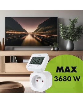 GREENBLUE MIERNIK ENERGII WATOMIERZ 16A, MAX. 3680W, PODTRZ.PAMIĘCI GB615 E