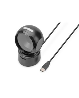 DIGITUS DA-81005 CZYTNIK KODÓW KRESKOWYCH PRZEWODOWY STACJONARNY USB-A 1.4M, 1D I 2D, ZGODNY Z KODAMI QR