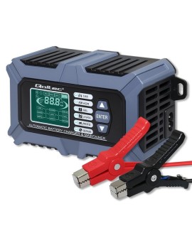 Qoltec Inteligentna mikroprocesorowa ładowarka z testerem baterii i funkcją naprawy 12V | 6A | LCD | Prostownik do akumulatora