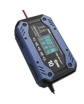 Qoltec 52482 Inteligentna ładowarka do akumulatora STD AGM GEL LiFePO4 | Prostownik z funkcją naprawy |12-24V |10A | LCD | 9 -