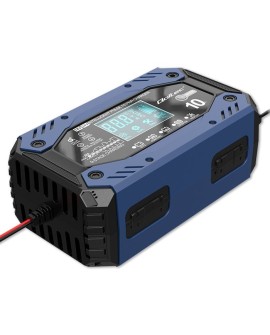Qoltec 52482 Inteligentna ładowarka do akumulatora STD AGM GEL LiFePO4 | Prostownik z funkcją naprawy |12-24V |10A | LCD | 9 -