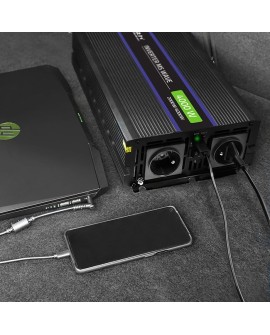 Qoltec Przetwornica napięcia Monolith 4000 MS Wave 51928, 12V na 230V, 2000/4000W, USB