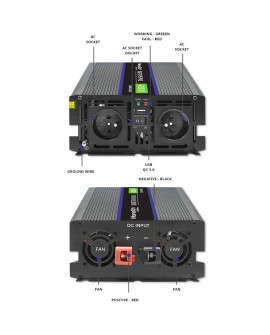 Qoltec Przetwornica napięcia Monolith 4000 MS Wave 51928, 12V na 230V, 2000/4000W, USB