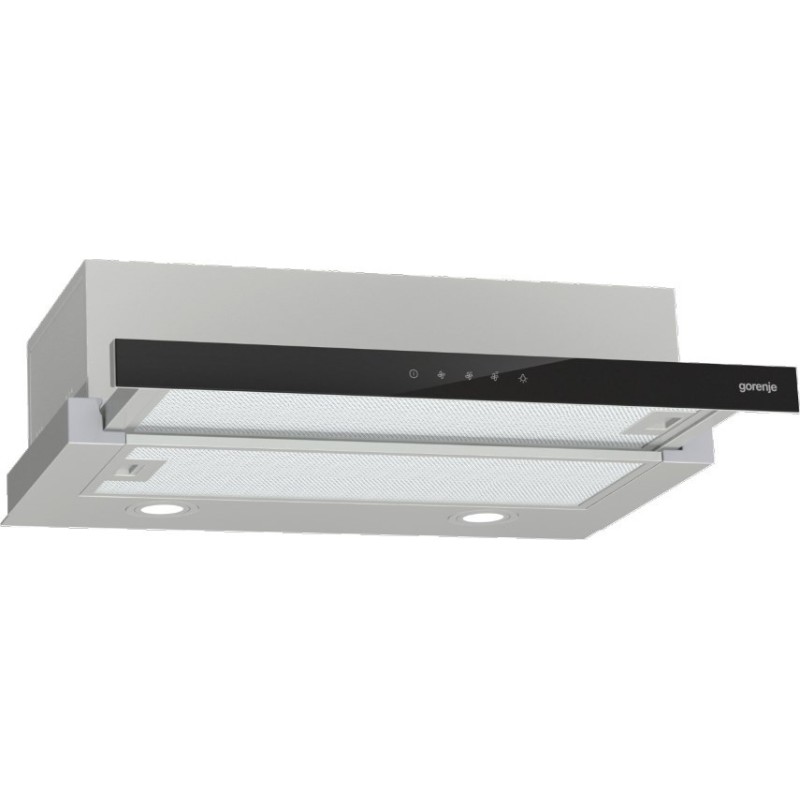 Okap teleskopowy GORENJE TH64E3SGB - front czarne szkło