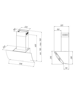 Okap kominowy AKPO WK-4 Clarus 60 Czarny (600mm front gięte czarne szkło)