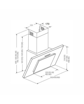 Okap AKPO WK-4 NERO 2.0 90 SZARY/CZARNE SZKŁO T450 Liniowy LED/Siłownik