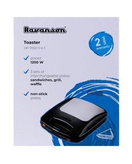 Opiekacz 3 w 1 Ravanson OP-7050 (1200W kolor czarny)