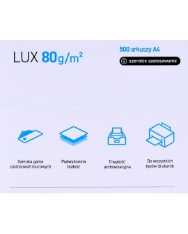 Papier xero ksero biurowy POLLUX (A4 80g/m2 500 szt.arkuszy kolor biały, matowy)