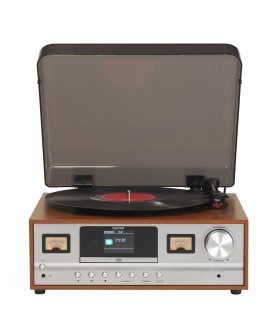 Retro wieża stereo Denver MRD-52 z gramofonem light wood