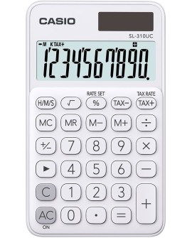CASIO KALKULATOR KIESZONKOWY SL-310UC-WE BIAŁY, 10 CYFROWY WYŚWIETLACZ