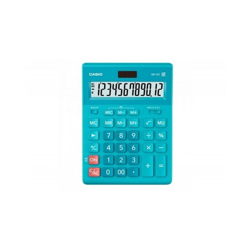 CASIO KALKULATOR BIUROWY GR-12C-LB NIEBIESKI, 12 CYFROWY WYŚWIETLACZ