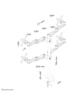 Neomounts FPMA-D935D4 uchwyt / stojak do monitorów 68,6 cm (27") Biurko Srebrny