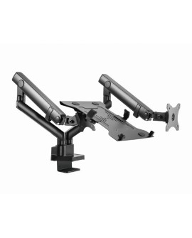 GEMBIRD BIURKOWE REGULOWANE RAMIĘ/UCHWYT NA 2 MONITORY + PÓŁKA NA NOTEBOOKA 17-32, VESA 100X100MM, DO 8 KG