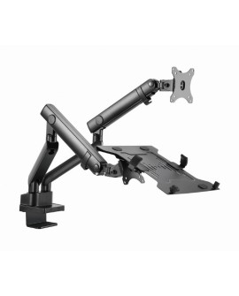 GEMBIRD BIURKOWE REGULOWANE RAMIĘ/UCHWYT NA 2 MONITORY + PÓŁKA NA NOTEBOOKA 17-32, VESA 100X100MM, DO 8 KG