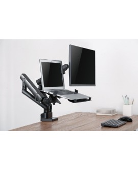 GEMBIRD BIURKOWE REGULOWANE RAMIĘ/UCHWYT NA 2 MONITORY + PÓŁKA NA NOTEBOOKA 17-32, VESA 100X100MM, DO 8 KG
