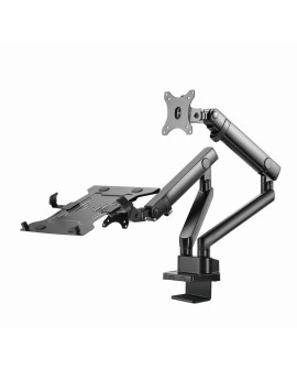 GEMBIRD BIURKOWE REGULOWANE RAMIĘ/UCHWYT NA 2 MONITORY + PÓŁKA NA NOTEBOOKA 17-32, VESA 100X100MM, DO 8 KG