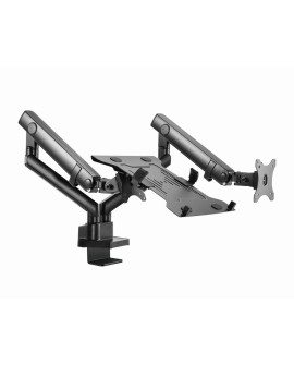 GEMBIRD BIURKOWE REGULOWANE RAMIĘ/UCHWYT NA 2 MONITORY + PÓŁKA NA NOTEBOOKA 17-32, VESA 100X100MM, DO 8 KG