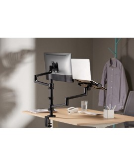 GEMBIRD BIURKOWE REGULOWANE RAMIĘ/UCHWYT NA MONITOR + PODSTAWKA NA NOTEBOOKA 17-32, VESA 100X100MM, DO 8 KG