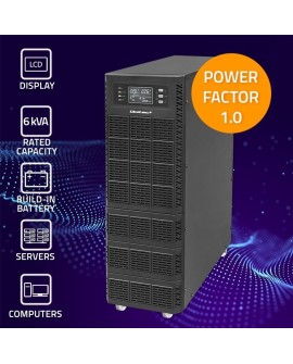 QOLTEC ZASILACZ AWARYJNY UPS 6KVA | 6000W | POWER FACTOR 1.0 | LCD | EPO | USB | ON-LINE