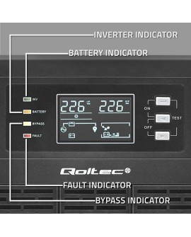 QOLTEC ZASILACZ AWARYJNY UPS 6KVA | 6000W | POWER FACTOR 1.0 | LCD | EPO | USB | ON-LINE